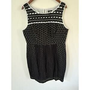Jax Womens Sleeveless Eyelet Dress Size 16 Ric Rac Lines Black White Cocktail